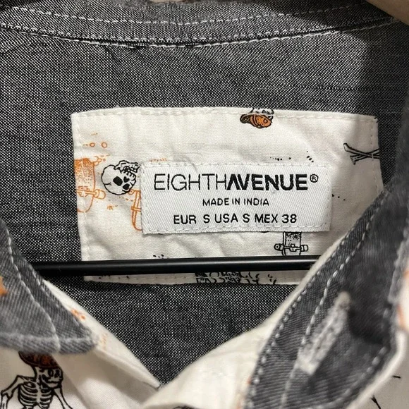 Eighth Avenue Men S Skateboarding Skeletons Button-Up Shirt Halloween Fall - Picture 3 of 6